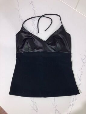Black Satin Stretchy Halter Top Whisper - size S